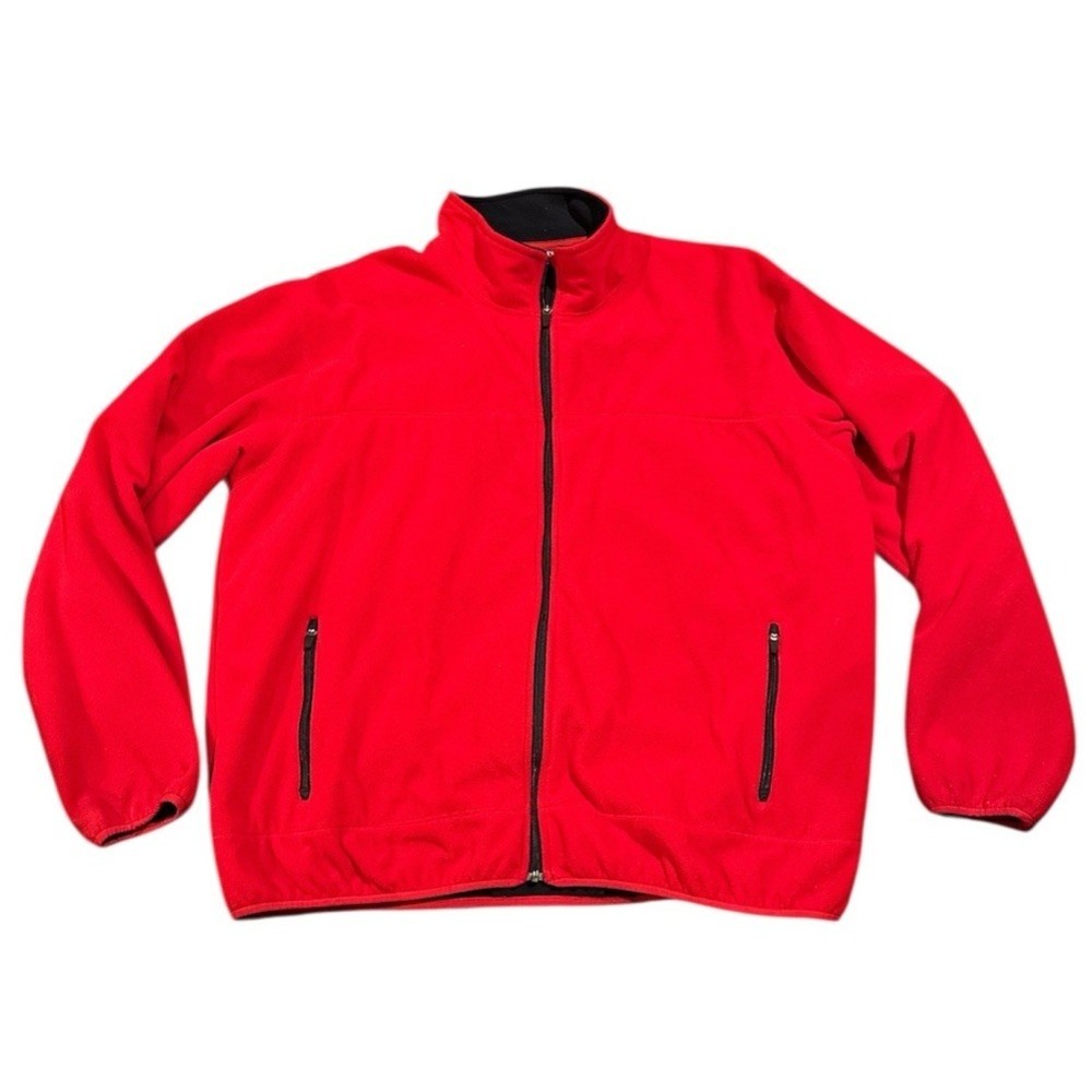Land's End Fleece Jacket Mens XXL Red Mock Neck Full-Zip